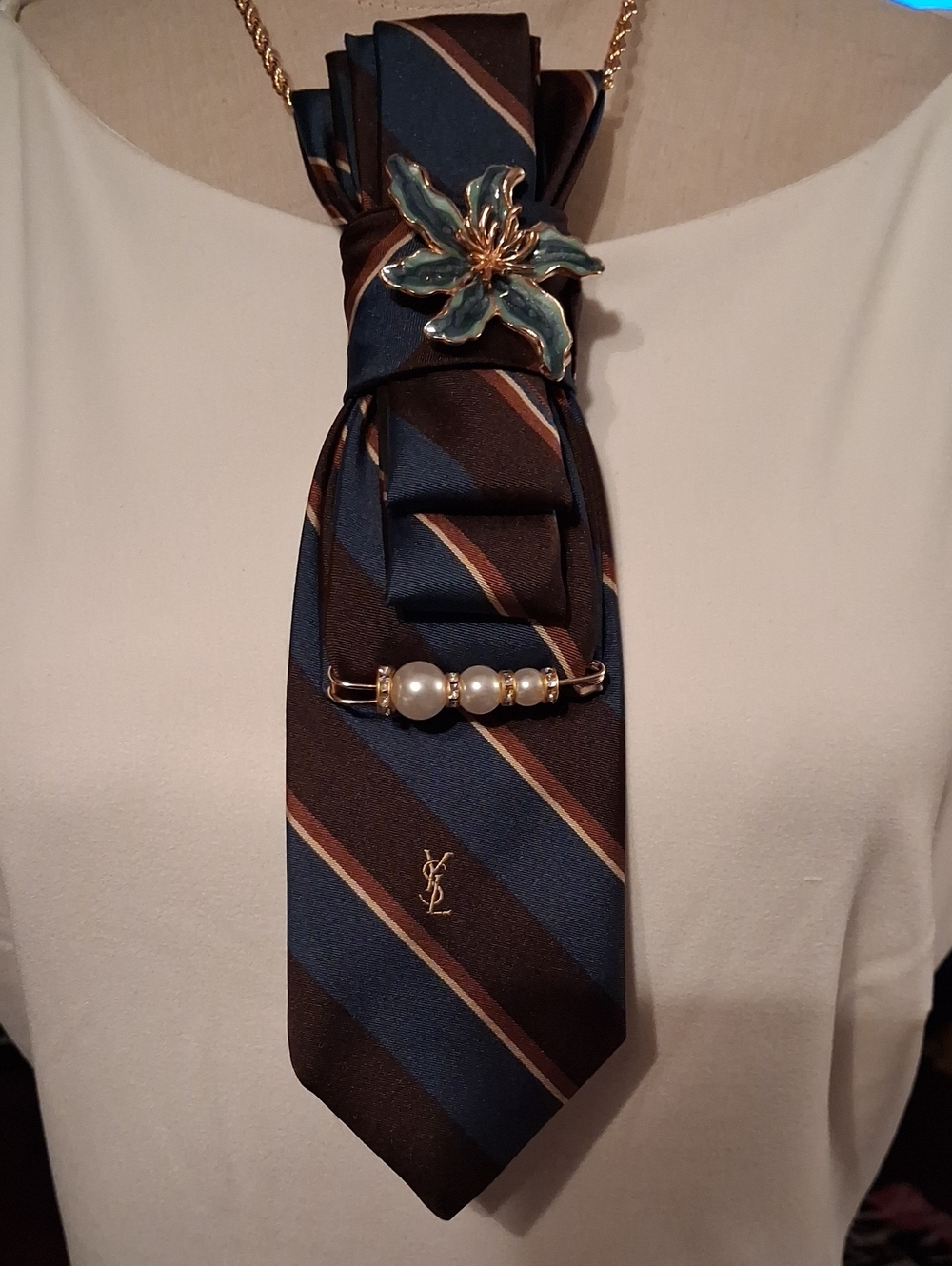 Yves Saint Laurent Upcycled Necktie Necklace